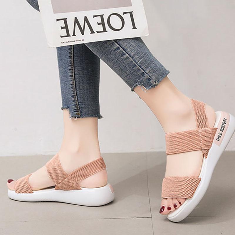 Women's Sports Sandals Summer Students Flat-bottomed Non-slip Outer Wear Fairy Style All-match Roman Shoes