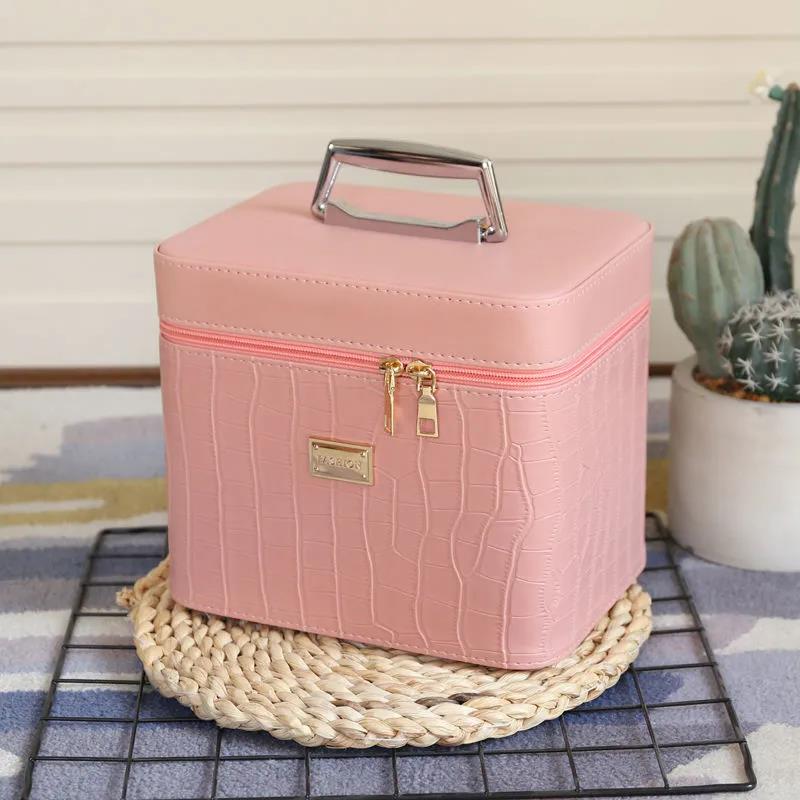 Cosmetic Bag Solid Color Large Capacity Multifunctional Portable Cosmetic Case Portable Simple Storage Box