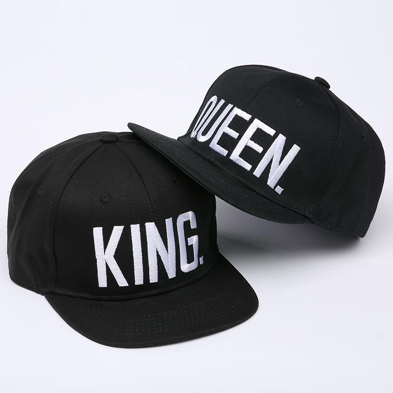 Color King Queen Embroidery Snapback Hat Acrylic Men Women Couple Baseball Cap