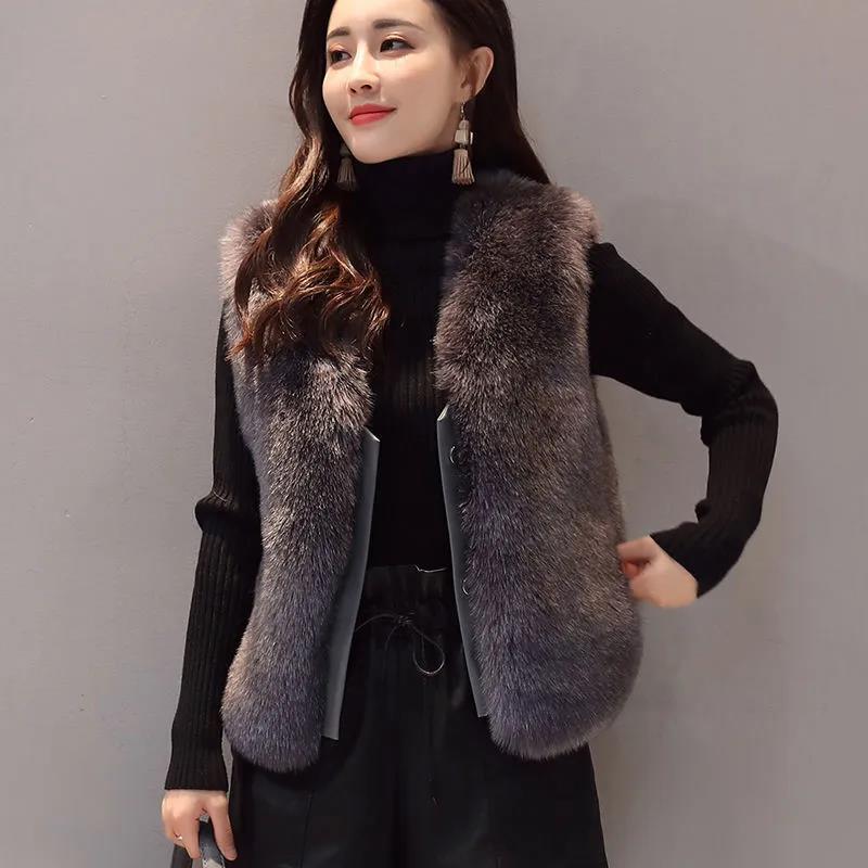 Fur Vest Women's Short Autumn and Winter Imitation Fox Fur Vest Slim Fashion Vest Coat