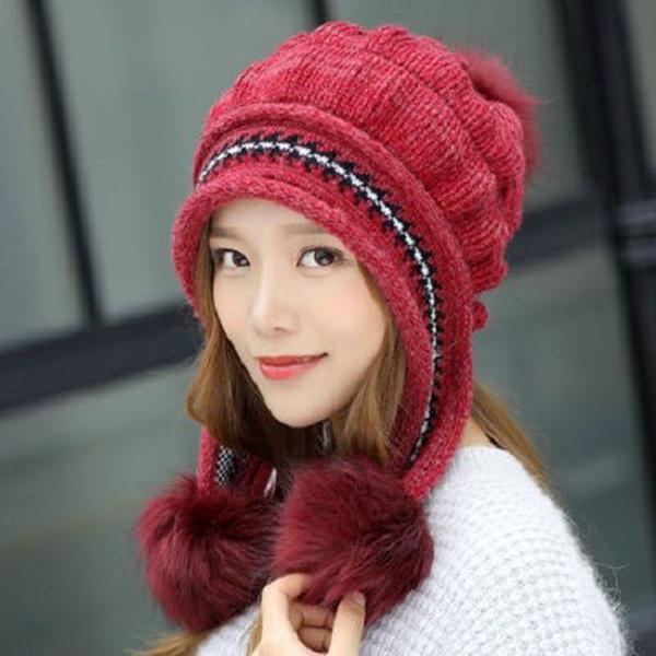 Fashion Woman hat Plush Cotton hat Trendy wild hat Windproof hat Winter Warm hat Thick hat