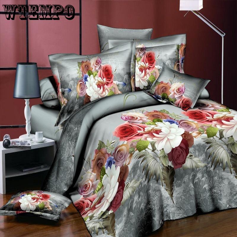 Duvet Cover Set 3D Oil Painting Bed In A Bag 4pcs Bedding Sets Flat Bed Sheet Comforter Duvet