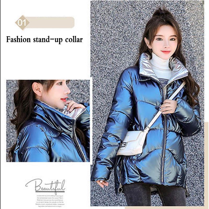 Disposable Bright Face Short Cotton-padded Jacket Women's Winter Loose Cotton-padded Jacket Casual Stand-collar Padded Jacket