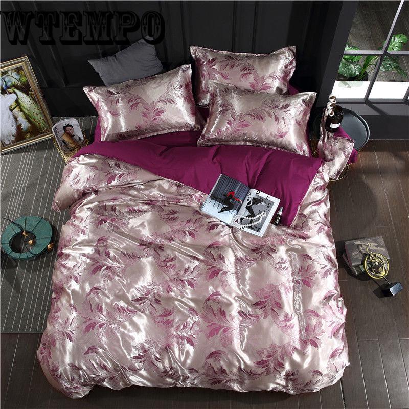 Satin Luxury Jacquard Bedding Set Yarn Dyed Duvet cover Bed Spread Pillowcase Queen King