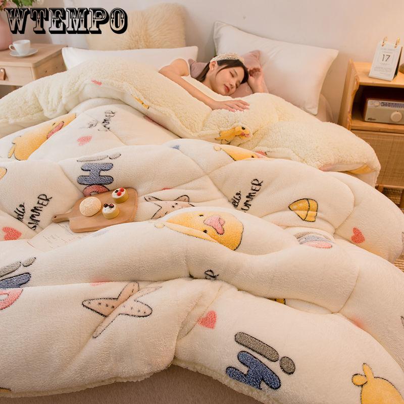 Bedspread Quilt Snow Fleece Winter Quilt Thicker Warmth Winter Student Dormitory Single Double Quilt Lamb Velvet Quilt