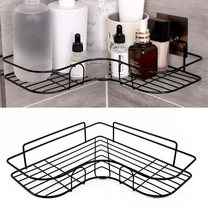 Self Adhesive Bathroom Shower Shelf Metal Wall Mounted Storage Organizer Rack