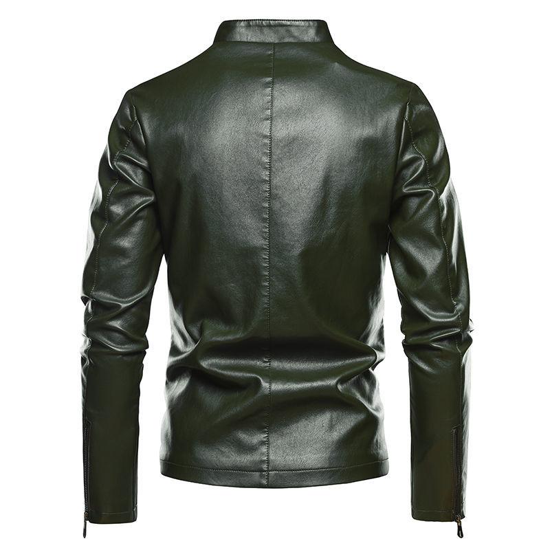 Men's Leather Jackets Plus Velvet Autumn and Winter Leather Jackets Korean Style Slim Jackets Young and Middle-aged Men's Motorcycles