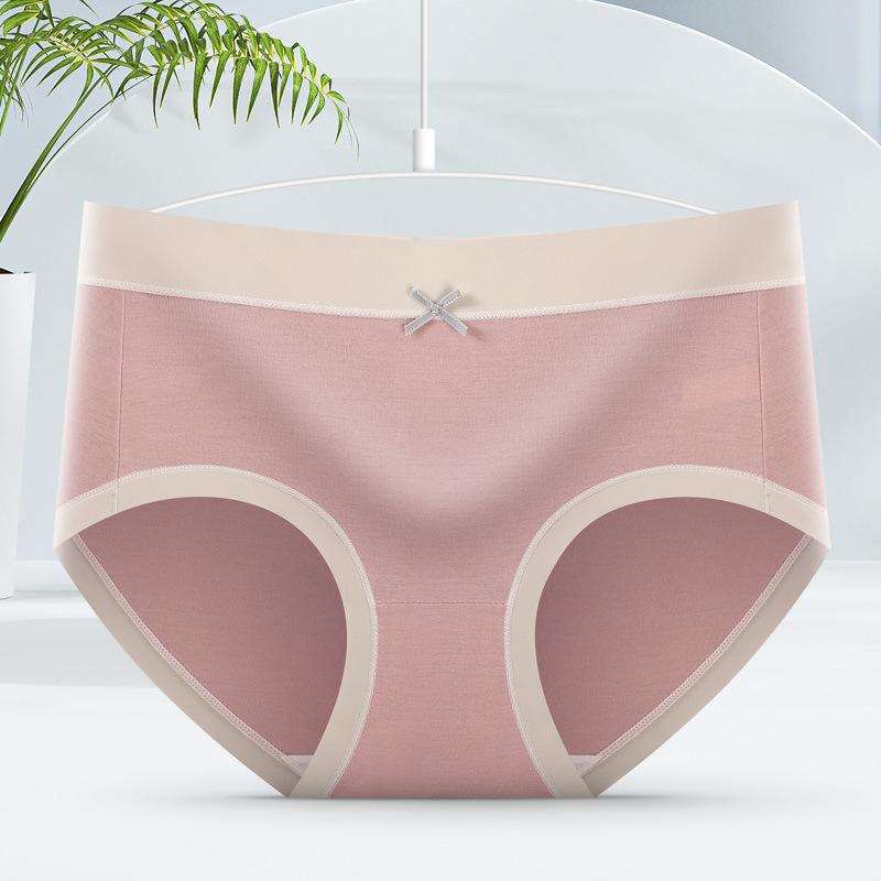 7Pcs/Set Women's Spring All-match Large Size Causal Cotton Briefs Ladies Summer Mid Waist Solid Color Highly Elastic Seamless Underpants