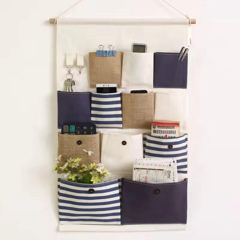 12/13 Pockets Fabric Hanging Bag Storage Bag on The Wall Behind The Door Dormitory Storage Bag Home Mobile Phone Sundries Decoration Hanging Pocket