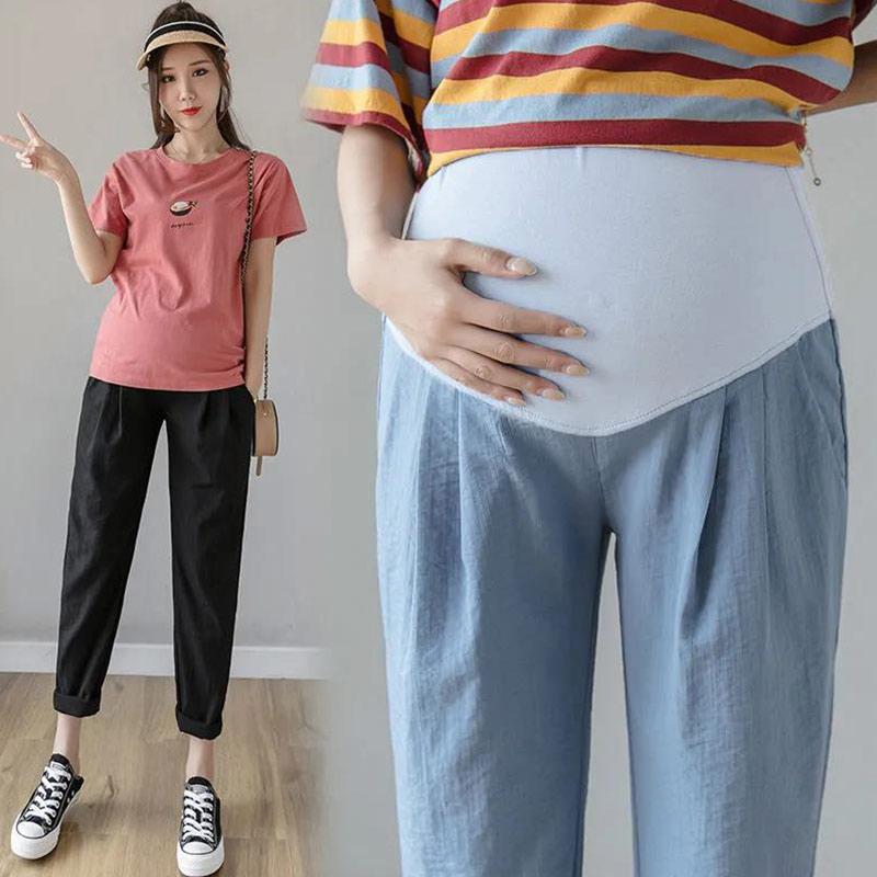 Pregnant Women's Pants Spring and Autumn Loose Fashion Trendy Moms Casual Women's Pants Summer Wear High Waist Belly Lift Summer Clothes