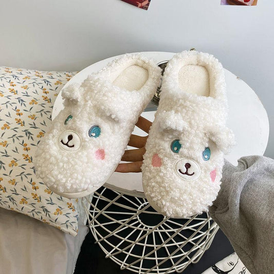 Autumn and Winter Pure Cotton Slippers Indoor Non-slip Soft-soled Shoes Warm Simple Plush Cotton Shoes