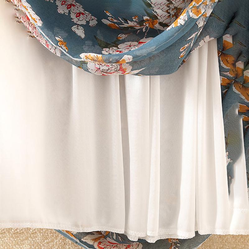 Floral Chiffon Floral Long Skirt Summer High Waist Loose A-line Skirt Half-length Skirt Female Summer Mid-length Skirt Fabric Light and Breathable