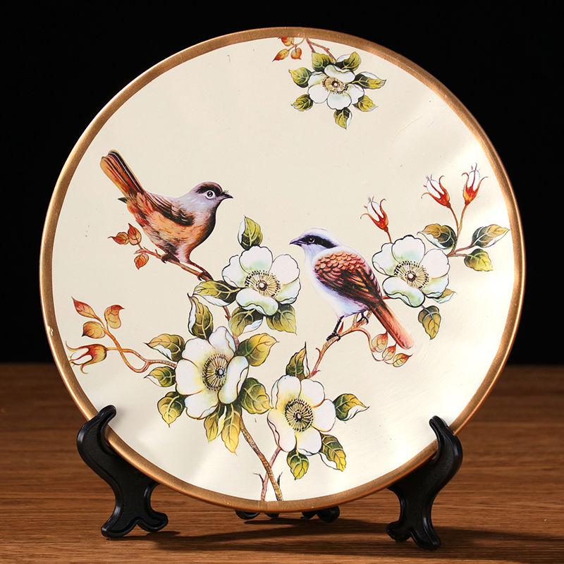 21cm Peacock Flower and Bird Color Lacquer Porcelain Plate European Ornaments Now Style Ornaments