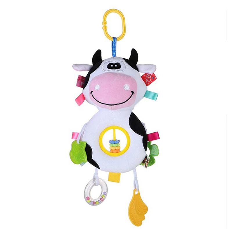 Creative Beads Plush Doll Pendant Baby Teether Ring Rattle Car Pendant