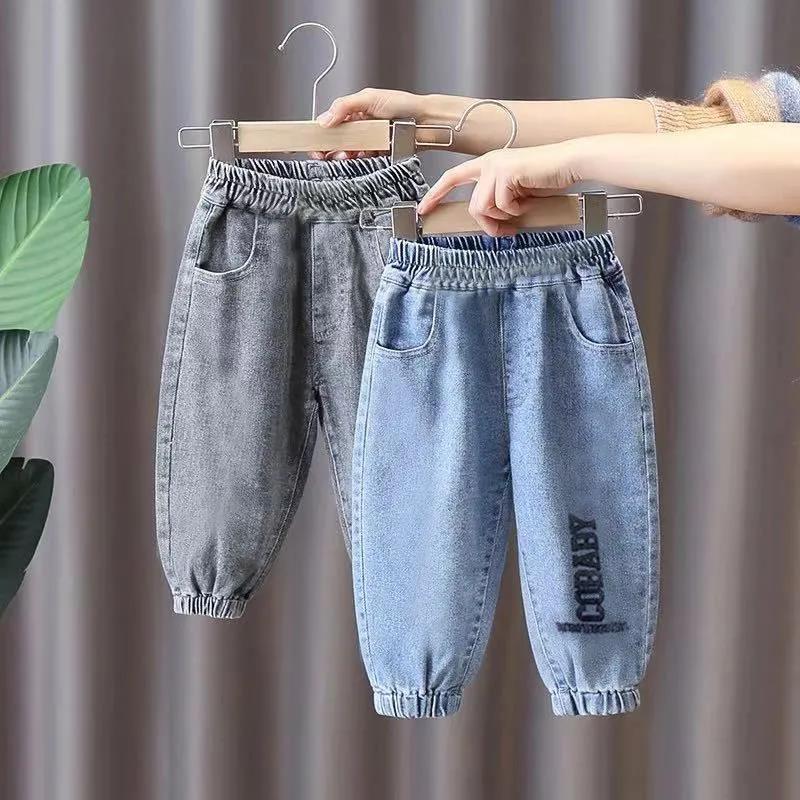 Kids' Pants Summer Jeans Korean Embroidery Print Letter Loose Boys' and Girls' Jeans Pants Pants Casual Pants