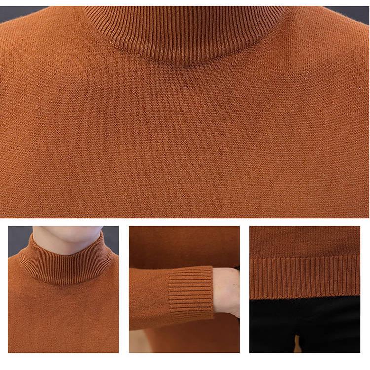 WTEMPO Men Pullover Solid Color Half Turtleneck Sweater Winter Warm Knitted Sweater Soft Casual Pullover