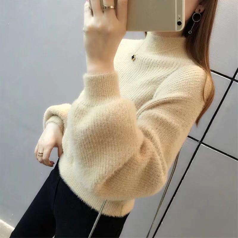 Women Fluffy Sweater Jumper Cold Shoulder Long Sleeve Pullover Blouse