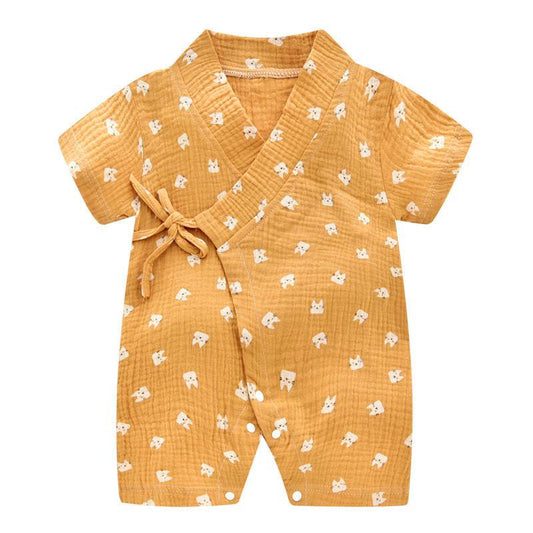 0-18M Summer Baby Girl Boys Clothing Rompers Jumpsuit Short-sleeved Floral Print Cute Soft Newborn Infant Baby Kimono Playwear