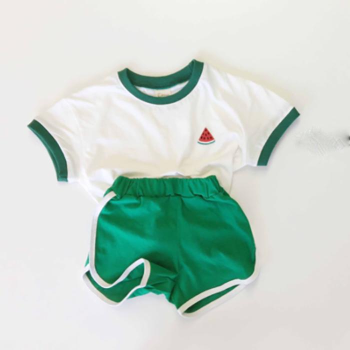 Korean Children's Clothing Baby Children's Suit Summer Cute Fruit Pattern Short Sleeve Shorts Casual Suit