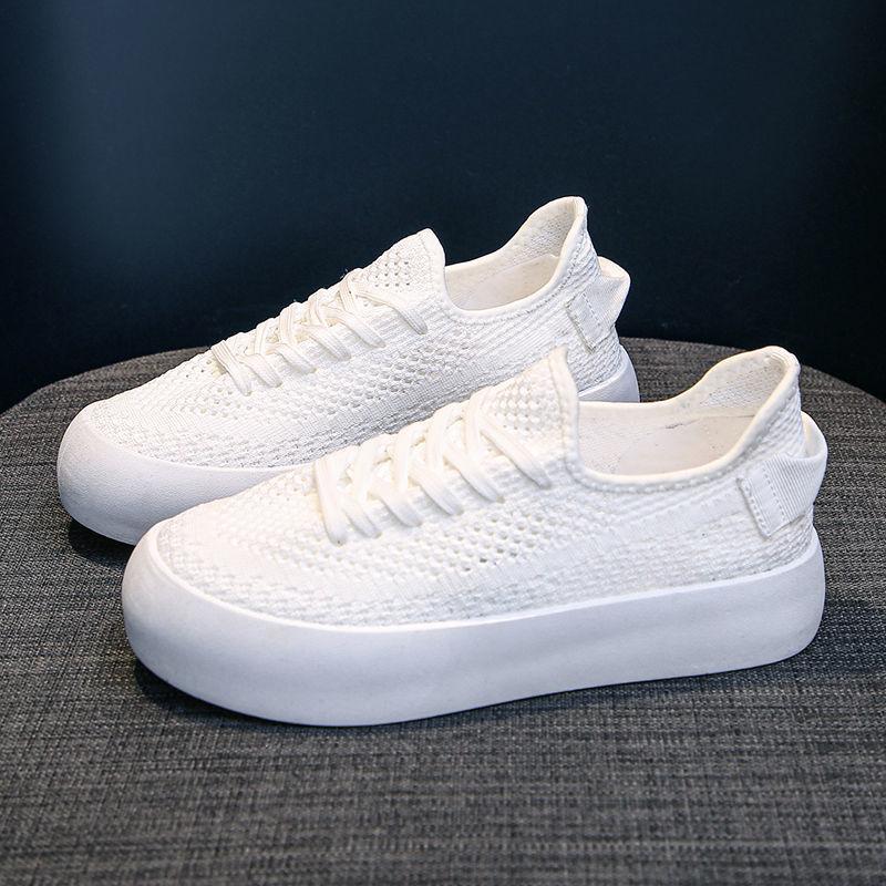 Little White Shoes Female Summer Hollow Lace Mesh Yarn Lace Mesh All-match Breathable Thick-soled Women's Shoes