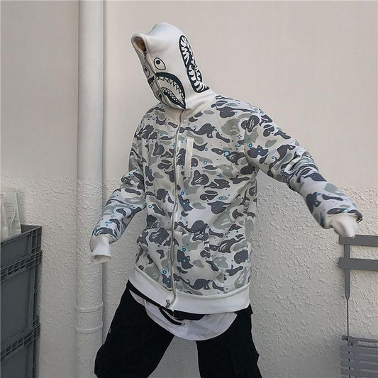 Sweater Loose Camouflage Shark Autumn Couple Coat Jacket Women