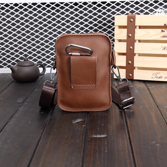 Shoulder Bag Men Pu Leather Waterproof Mobile Phone smoke Bag Pockets Outdoor Sports Messenger Bag