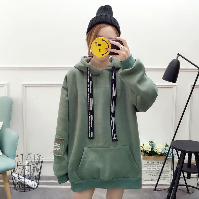 Long sleeve warm hooded Top Autumn winter sweater cotton women Sweatshirt wild large size