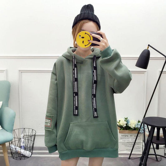 Long sleeve warm hooded Top Autumn winter sweater cotton women Sweatshirt wild large size