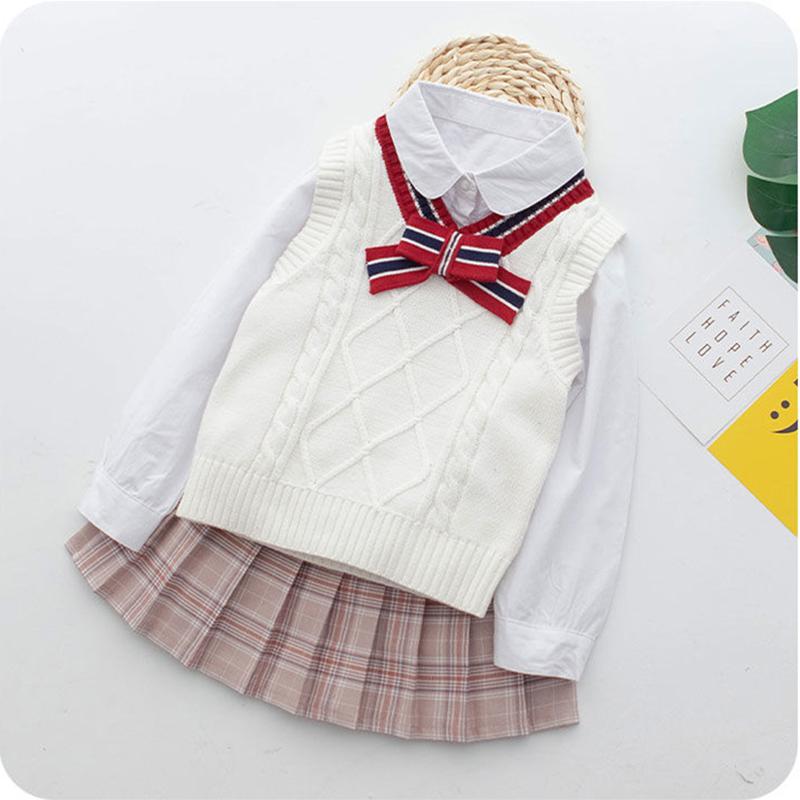 Girls' Pleated Skirt Korean High Waist Skirt Spring and Summer School Dress Embroidered Letter Children's Performance Skirt