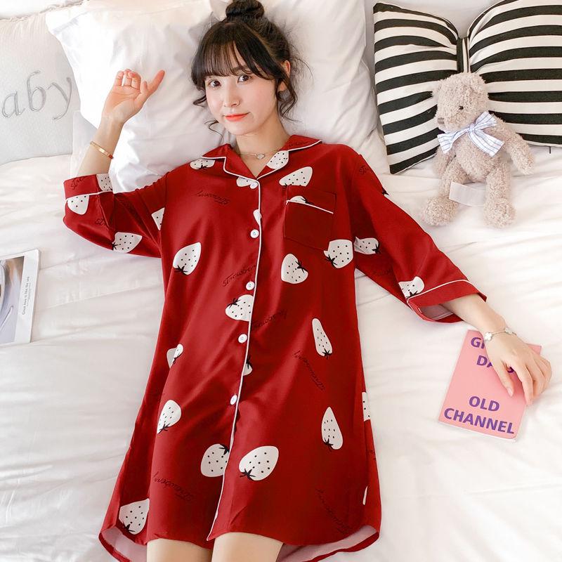 Pajamas Female Ice Silk Thin Sexy Nightdress Version of Imitation Loose Plus Size Pajamas