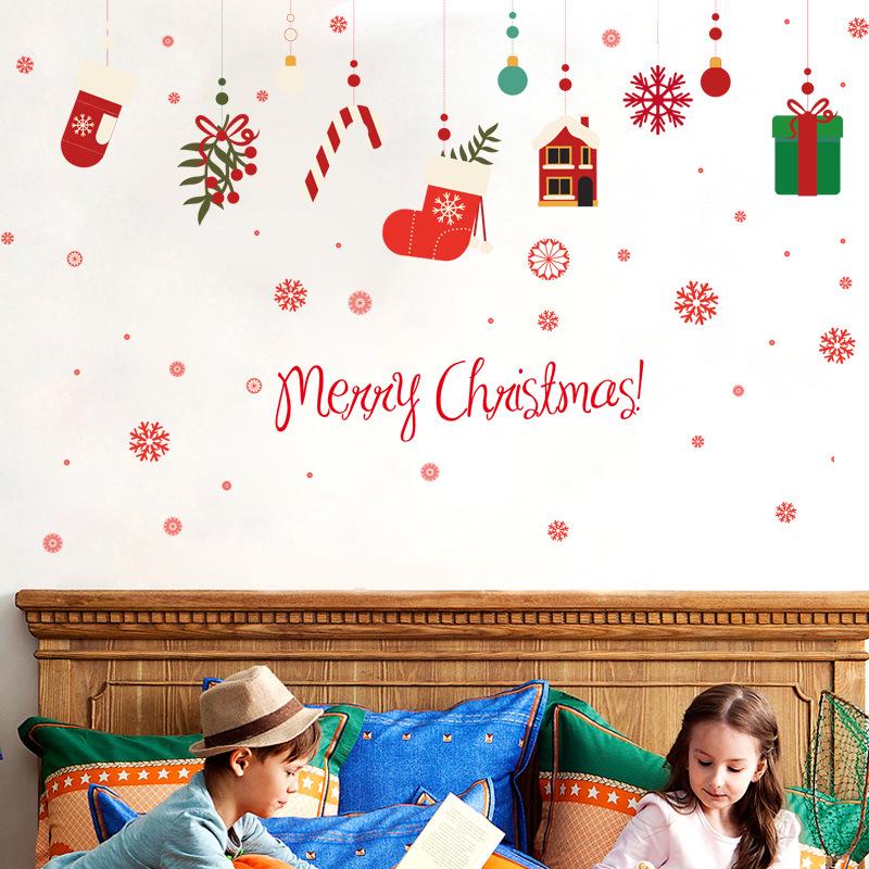 Christmas gift decoration stickers clothing shop window stickers glass wall stickers