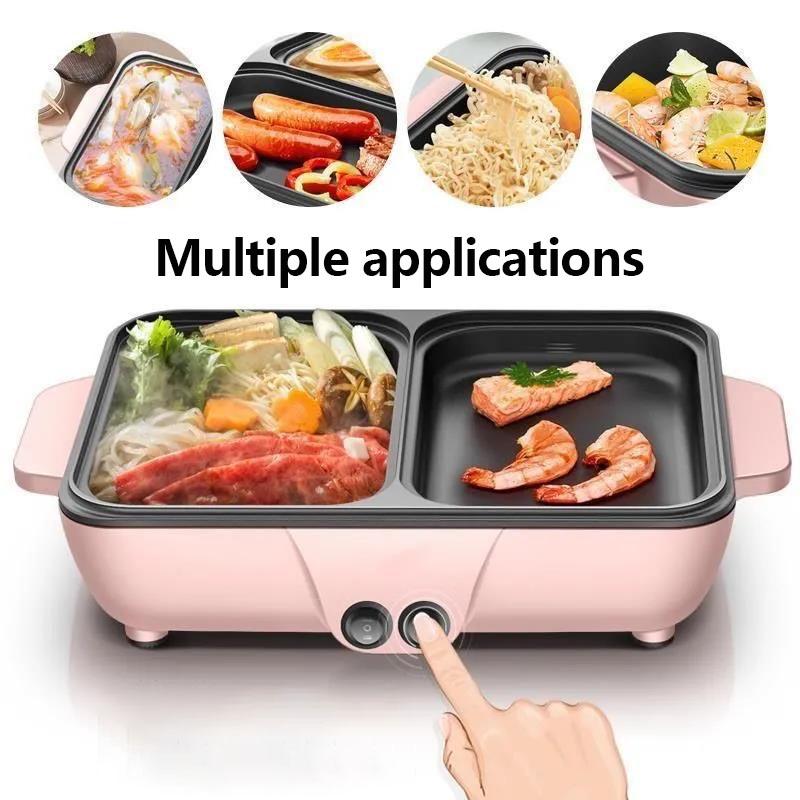 1200W Double BBC Heat Pot Machine Fried Steak Pan Multi-purpose Grill Pan Smokeless Nonstick Pot