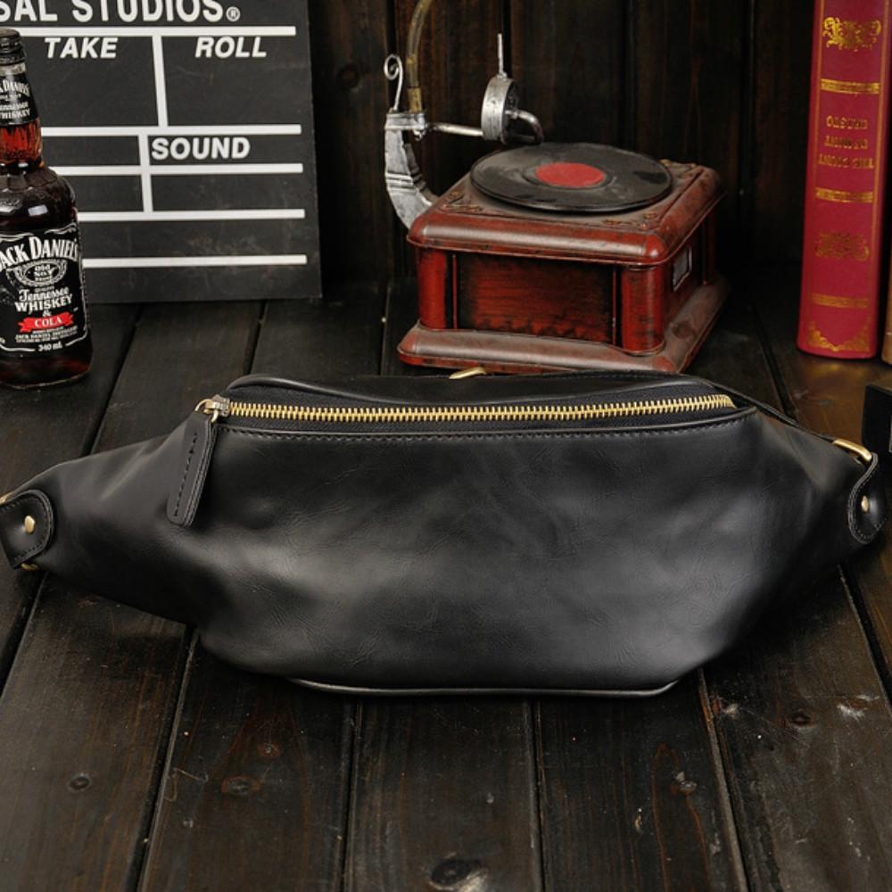 Waist Bag Men Leather Chest Bag Mobile Phone Bag Outdoor Leisure Sports Fitness Shoulder Bag