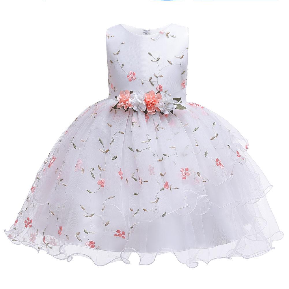 Lovely Print Flower Little Baby First Communion Dress Birthday Party Dress For Girls