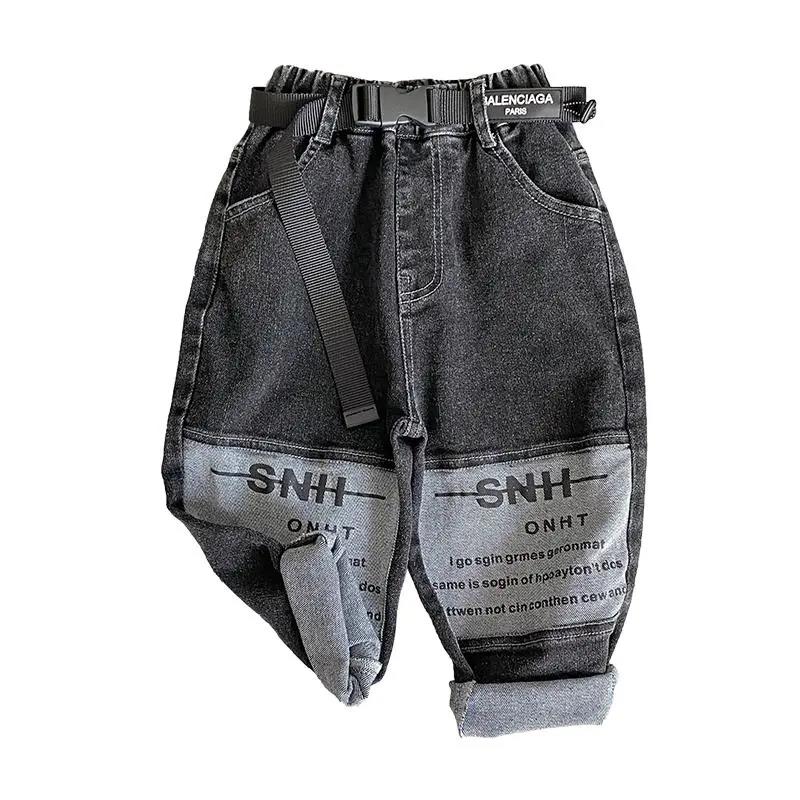 Boys Jeans All-match Casual Pants Children's Pants Trousers Spring and Autumn Casual Pants Loose Printed Jeans