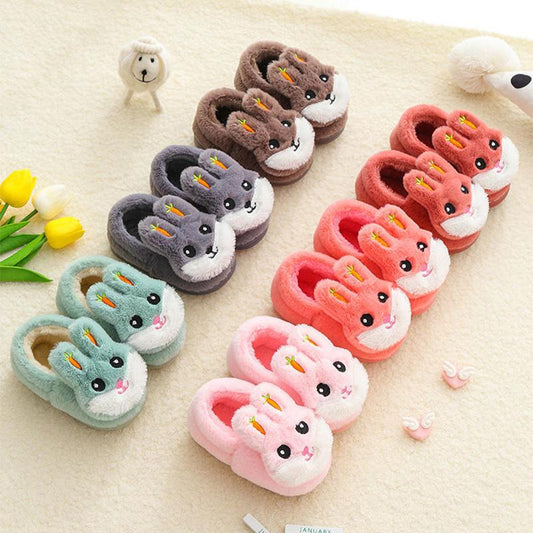 Kids Cotton Slides Autumn Winter Indoor Non-slip Cute Rabbit Non-slip Kids Shoes Home Slippers Fashion Baby Boys Girls Slippers