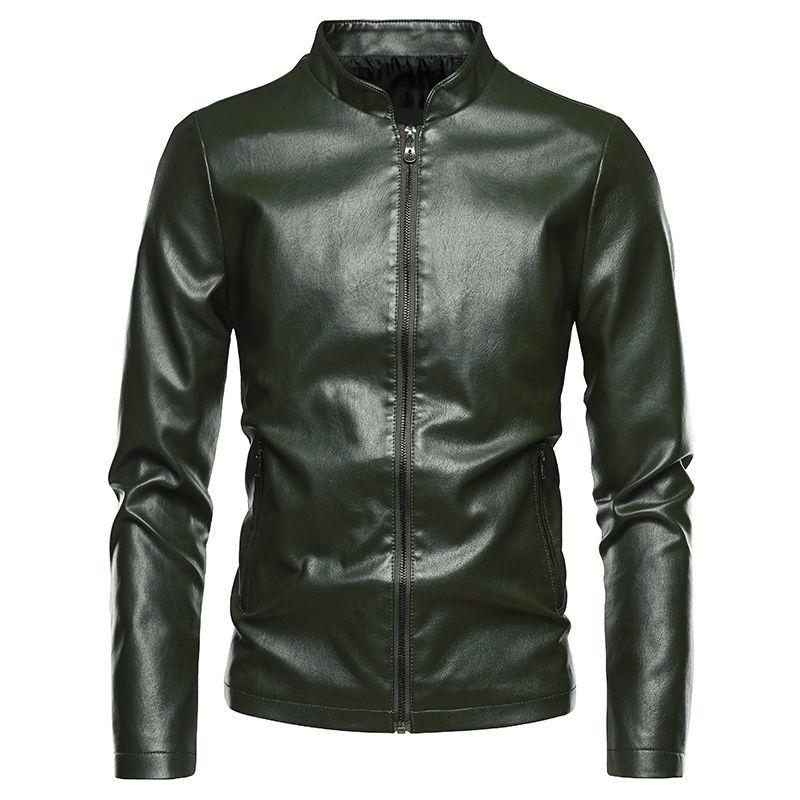 Men's Leather Jackets Plus Velvet Autumn and Winter Leather Jackets Korean Style Slim Jackets Young and Middle-aged Men's Motorcycles