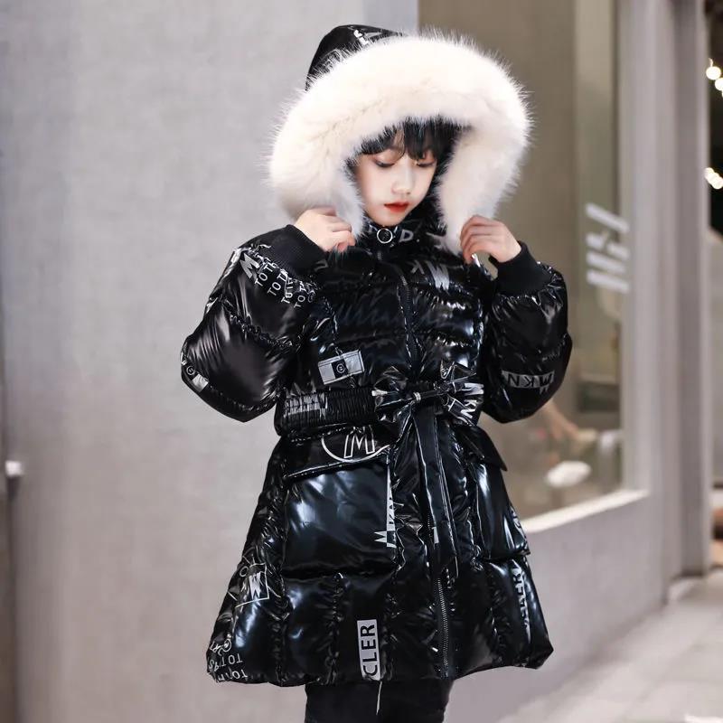 Large Fur Collar Girls Thick and Warm Mid-length Down Padded Jacket Winter Disposable Windproof Jacket