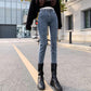 Blue Jeans Women's High Waist Autumn Thin Section Slim Fit and Thin Elastic Leggings Pencil Pants Student Raw Edge Nine-point Pencil Pants