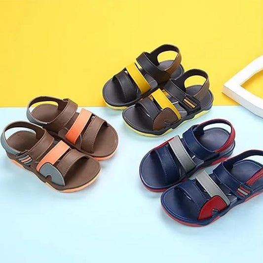 Boys Sandalies Children's Sandals Boys Stitching Simple Soft Bottom Sandals Baby Beach Shoes