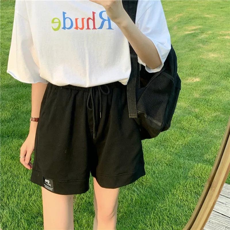 Five Points Wide Leg Sports Shorts Women's Summer Loose Casual Straight Shorts Ins Harajuku Style Pants Fitness Jogging Short Pants