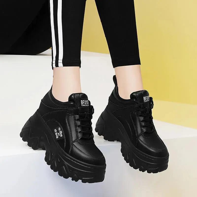 Inner Increase Women's Shoes Summer and Autumn White Shoes Korean Students All-match Casual Shoes Thick-soled Single Shoes