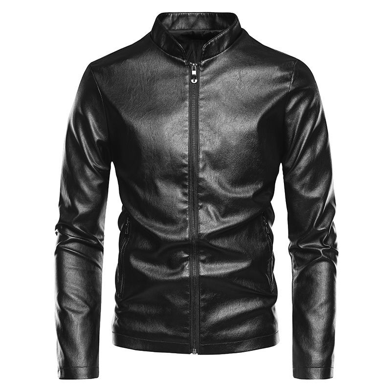 Men's Leather Jackets Plus Velvet Autumn and Winter Leather Jackets Korean Style Slim Jackets Young and Middle-aged Men's Motorcycles