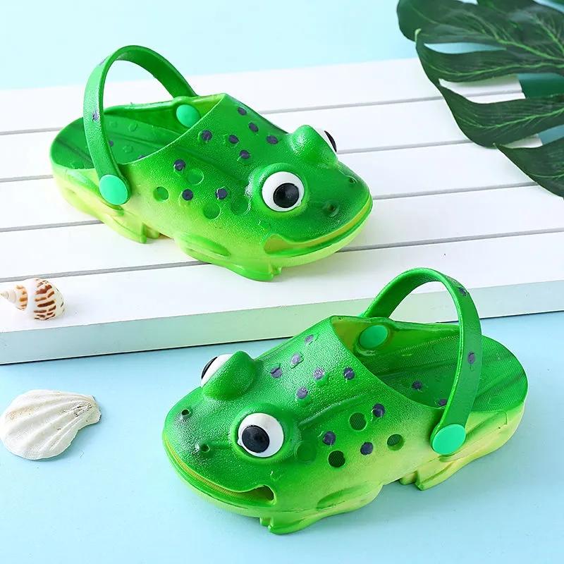 Cartoon Frog Slippers Parent-child Children's Soft Bottom Shoes Boys and Girls Baby Home Non-slip Slippers Flip Flops Cute Funny Shoes