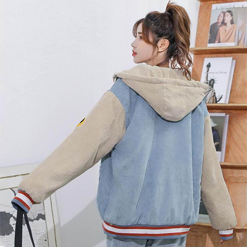 Plus Velvet Thick Coat Female Autumn and Winter Wear Student Korean Version of Wild Corduroy Lamb Hair