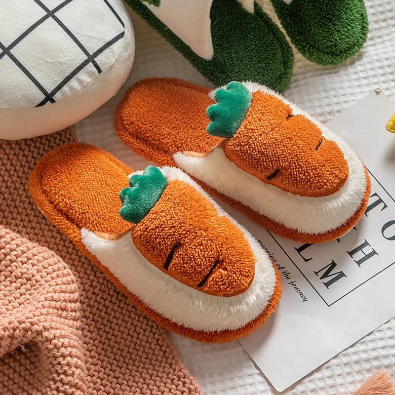 Women Winter Slippers Cotton Shoes Couples Slides Thick Warm Furry Slippers Men Home Non Slip Slippers