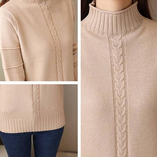 Women Winter Soft Long Sleeve Sweaters Solid Color Half Turtleneck Warm Bottoming Knitwear