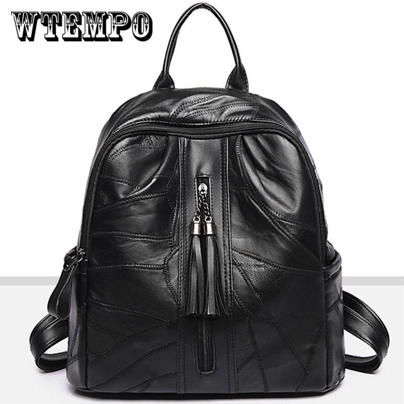 Fashion Women Backpack Set Black Bagpack with Small Bag PU Leather  Ladies Bags for Woman