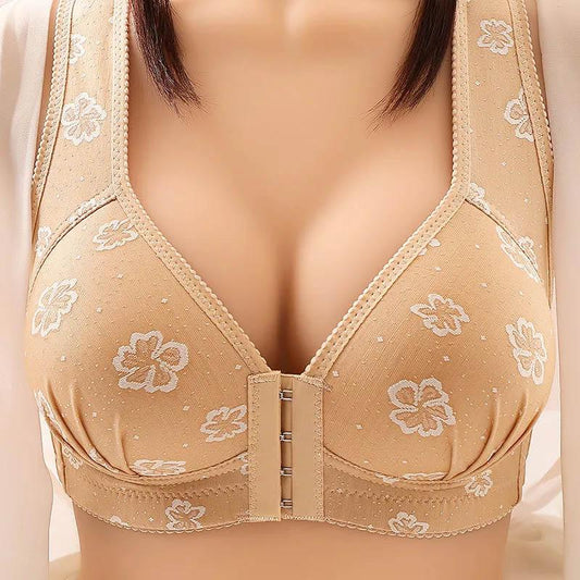 No Trace Beauty Back Front Buckle Underwear Women Gather Thin Bra No Steel Ring To Collect Auxiliary Breasts Anti-sagging Breathable Large Size Bra