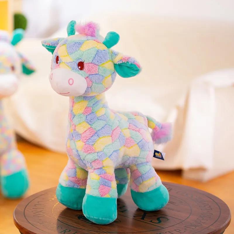 Lovely Little Rainbow Giraffe Plush Toy Soft Rainbow Deer Plush Doll Lovely Sika Deer Doll Sleeping Pillow Creative Kids Gift